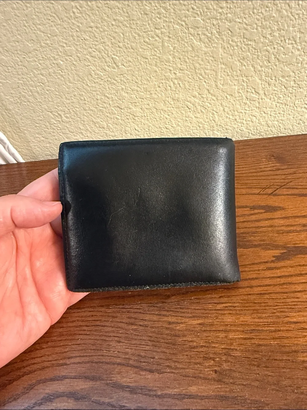 Yves Saint Laurent Black Leather Bifold wallet with Silver YSL Logo-